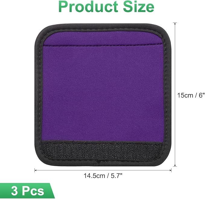uxcell 3 Pcs Luggage Handle Wrap for Suitcase, Neoprene Handbag Grip Cover Protector Luggage Identifiers Suitcase Handle Wraps for Luggage Shopping Bag Travel Bags, Purple