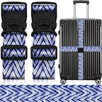 2 Pack Luggage Straps for Suitcases, Adjustable Travel Belt with Double Lock and Quick Release Buckle, Heavy Duty Nylon Bag Packing Strap, Unique Identifiers Business Travel Accessories-Blue Wave