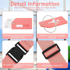 Weewooday 8 Pcs Luggage Straps Suitcase Tags Set for TSA Approved, 4 Travel Adjustable Suitcase Belt, 4 Silicone Luggage Tags with Name ID Card Travel Accessories(Dark Pink,Airplane)