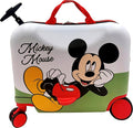 Fast Forward 2-in-1 Kids 18” Suitcase & Ride-On Luggage -Lightweight Tow-Along Toddler Luggage With Wheels (Mickey New)
