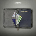 Zero Grid RFID Passport Holder & Travel Wallet, Zippered Wallet for Men & Women, Fits Passport, Cards, Cash, Tickets, ID, Sim Card; Premium & Compact Travel Document Holder - Shadow Grey