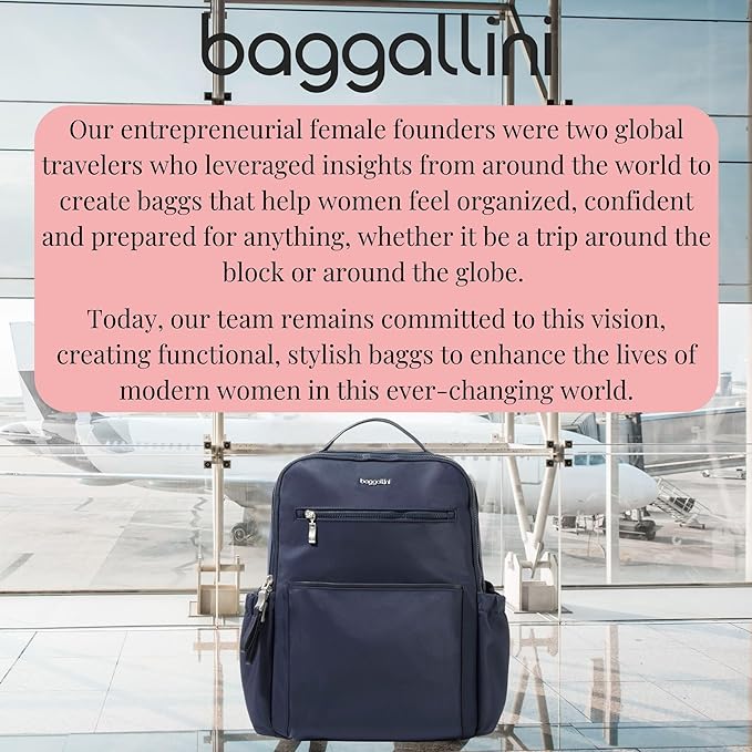 Baggallini Tribeca Expandable Laptop Backpack - 15"x11" Lightweight RFID Computer Bag for Work & Travel with Luggage Sleeve