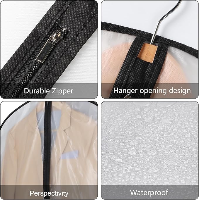 Garment Bags Clear Suit Bag for Closet Storage (60"12pcs-Black Edges)
