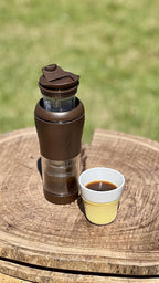 Pressca - Portable Coffee & Tea Maker - Thermal Coffee & Tea Infuser, French Press, Single Serve Coffee Maker, BPA Free - Home & Kitchen Accessories & Utensils - 12 fl oz, Brown