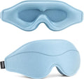 Sleep Mask - Total Blackout 3D Sleeping Mask, Super Lightweight & Silky Soft Eye Mask for Sleeping, Fully Adjustable Fit for Home, Traveling, Meditation, Yoga, Light Blue, Mothers Day Gifts