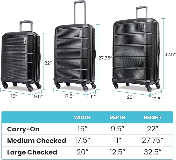 American Tourister Stratum 2.0 Expandable Hardside Luggage with Spinner Wheels, Checked-Medium, Jade Green