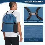 HOLYLUCK Men & Women Outdoor Sport Gym Sack Waterproof Drawstring Backpack Bag (Standard with drawstring, Cyan Blue)