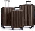 LIGHT FLIGHT Luggage Sets, Durable Hard Shell 3 Piece Set Suitcase with Spinner Wheels, Hardside Lightweight Luggage set with TSA Lock, Large Travel Luggage Set (20" 24" 28"),Coffee Brown