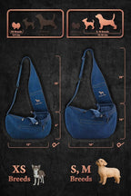 Noah & Paw Dog Sling Carrier for Small Dogs 5-18lb, Dog Sling for Small Dogs and Cats, Dog Carrier with Adjustable Padded Strap, Vegan Denim Lined with Fur, 3X Safety Features, Machine Washable