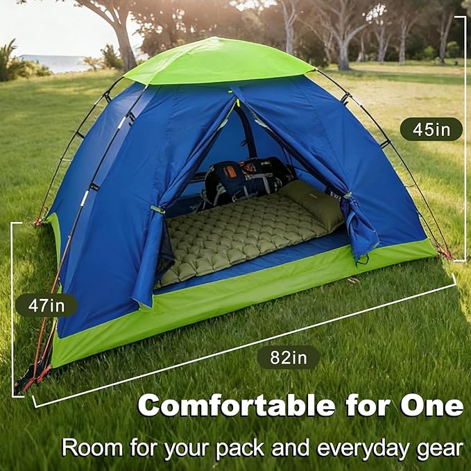 Camping Tent, 1/2 Person Tent, Lightweight Waterproof Backpacking Tent, 5-Minute Setup Outdoor Tent with Carry Bag, Ideal for Camping Hiking