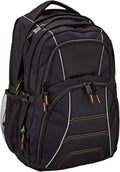 Amazon Basics Padded Laptop Backpack with Water Bottle Pockets, Travel Work Bag with Compartments, Fits Up to 17-Inch Laptops, Black