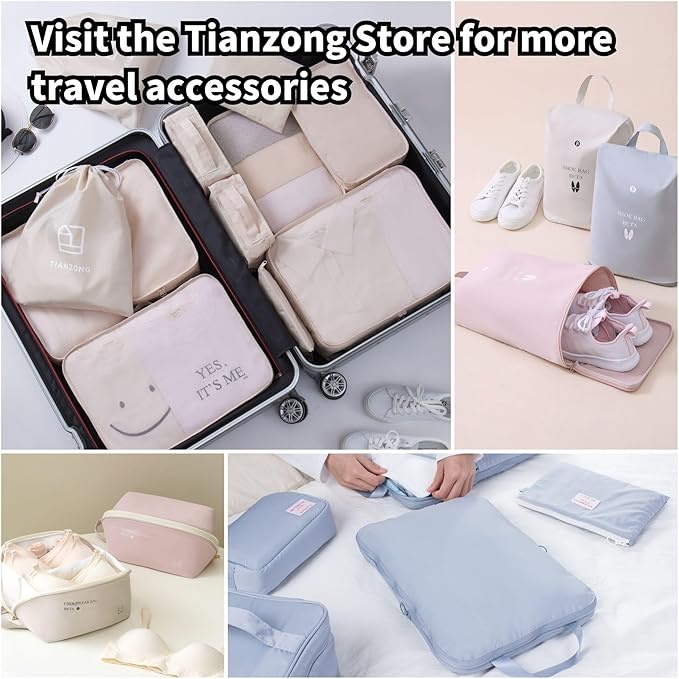 tianzong Travel Shoe Bag with Handle Holds 2 Pairs of Shoes, Shoe Packing Cubes for Travel (Black, 2 Pack)