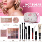 Hot Sugar Travel Makeup Kit All in One, Makeup Kit for Women Full Kit, Makeup Gift Set for Beginners and Professionals with Cosmetic Bag (Pink)