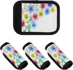 2 Pack Flowers Luggage Handle Wrap, Detachable Luggage Tag, Neoprene Suitcase Wrap with Comfort Grip & Bright Identifier for Suitcase, Travel Bag, Sports Bag