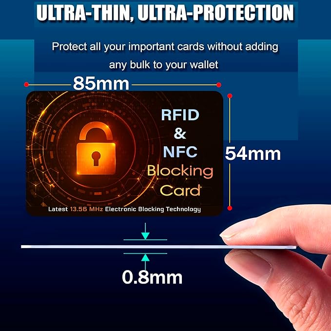 SaiTech IT 5 Pack RFID Blocking Card, Protector for Entire Wallet, Purse, and Debit Credit Cards from NFC Contactless Theft for Men & Women - Orange Black