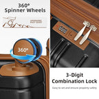 6 Piece Luggage Sets with Bags, Lightweight Expandable Checked Luggage Sets, Hardshell ABS Spinner Wheels Carry on Suitcase with TSA Lock, for Travel, Women Men (Black Brown, 18/20/24/28inch+2bags)