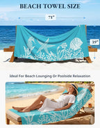 LANE LINEN 2-Pack Oversized Beach Towels, 39"x71" – Quick-Dry, Sandproof & Absorbent – Lightweight Travel Essentials for Pool or Shore – Starfish Serenade