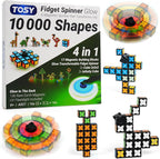 TOSY Magnet Fidget Spinner Glow - 16 Blocks, 3in1 Toy: Transformable Fidget Spinner, Infinity/Puzzle Cube, Easter Basket Stuffers Gift for Kids/Adults, Glowing STEM Sensory Stress Relief