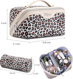 BOYATU Travel Makeup Bags Cosmetic Organizer Bag: 3 Pcs Set Large Capacity Make up Bag with Compartments - Waterproof Leather Toiletry Bags with Handle for Women (B-White)