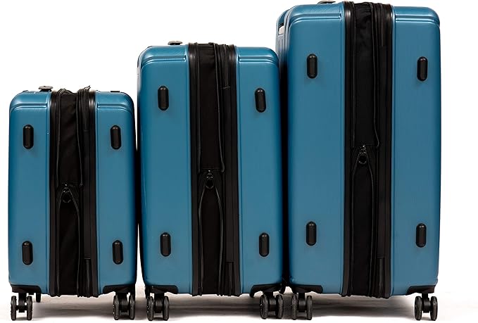 NONSTOP NEW YORK Luggage Expandable Spinner Wheels hard side shell Travel Suitcase Lightweight, TSA Lock, Double USB Port (Teal, Carry-On 20-Inch)
