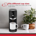 Holstein Housewares 2-in-1 Single Serve Coffee Maker, Dual Brew, Compatible with K-Cup Pods & Ground Coffee, Reusable Filter Included, Compact Drip Coffee Machine, 14oz Tank, Fits Most Cups - Black