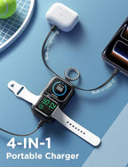 JOYROOM Portable Charger, Power Bank with Built-in Cables & LED Display, 5000mAh 20W PD Fast Charging & Fast Recharge, Travel Keychain Battery Pack for iPhone 17/16/15/14/13/12 & Apple Watch, Black