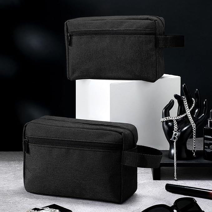 Paterr 16 Pcs Travel Toiletry Bag for Women Men Large Water Resistant Shaving Bag Hanging Cosmetic Bag with Handle and Divider Storage Travel Pouch Case (Black)