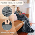 Solaris Wearable Blanket with Sleeves for Adults, Softness Comfort Warmth Fleece Gift for Women Men, Snuggy Body Throw TV Blanket for Home Office Lounge, Gift for Her