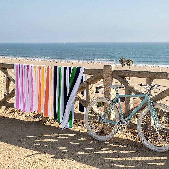 Bornbay Large Beach Towel Oversized - 40"X70" Big Cute Beach Towels, Extra Large Thick Pink Stripe Towels, XL Wide Fluffy Swimming Towel Oversize, Giant Mauve Stripe Cotton Pool Towel for Adults