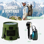 FizZeal Portable Shower for Camping, 8000mAh Rechargeable Portable Camping Shower Pump with 6.6 Gallons Foldable Bucket, 5 Speed & LED Display,Rinse Kit Portable Outdoor Camping Travel Shower Head
