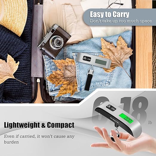Luggage Scale, 110lbs Portable Digital Luggage Weight Scale, Rubber Pain Suitcase Scales with LCD Display & Temperature for Travel (Sliver)