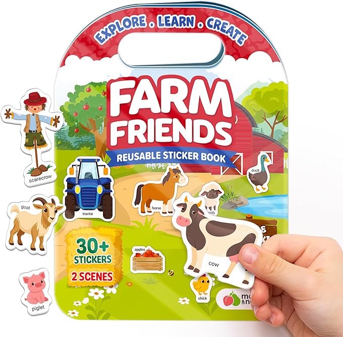 Reusable Sticker Books for Toddlers 1-3, Stickers for Toddlers 2-4 Years - Stickers for Kids Airplane Toys for Toddler 1-3, Toddler Travel Toys - Reusable Sticker Book Birthday Gifts for Boys Girls