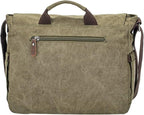 Vintage Genuine Leather Waxed Canvas Briefcase Large Satchel Shoulder Bag Rugged Computer 15.6" Laptop Bag