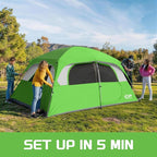 CAMPROS CP Upgraded 6/8 Person Camping Tents, Waterproof Windproof Family Tent with Larger Mesh Windows & Door, Double Layer, Easy Set Up, All-Season Dome Tent with Top Rainfly & Carry Bag