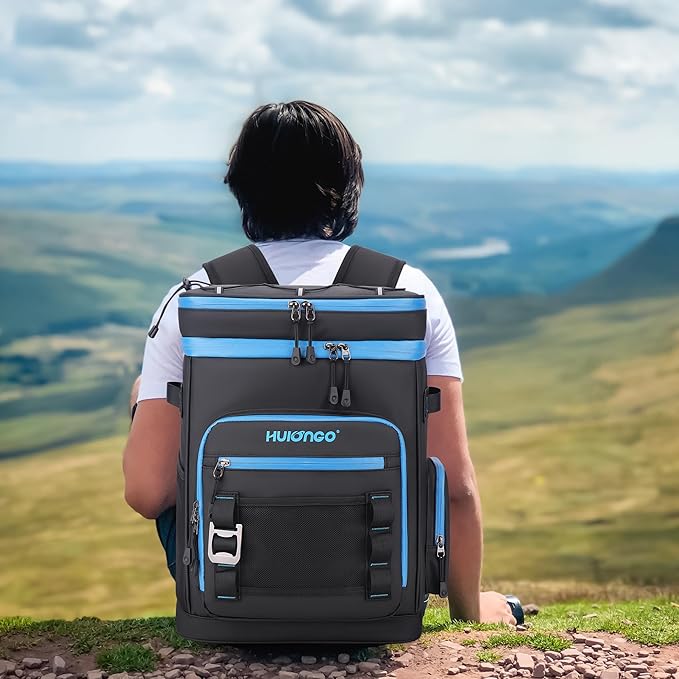 Hulongo Large Waterproof Insulated Cooler Backpack for Men & Women, Leak Proof Cooler Backpack for Camping, Beach, Fishing, Picnic, Travel, Outdoor, 30L, 48Cans