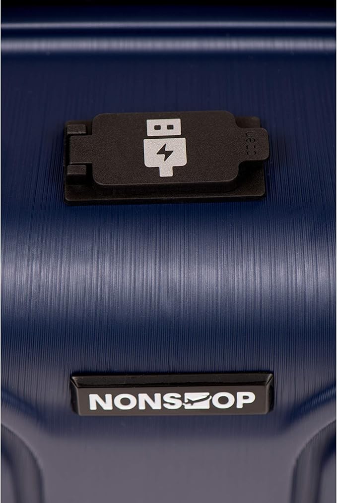 NONSTOP NEW YORK Luggage Expandable Spinner Wheels hard side shell Travel Suitcase Lightweight, TSA Lock, Double USB Port (Navy, Checked-Large 28-Inch)