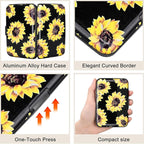 ELFISH Mini RFID Aluminum Wallet Credit Cards Holder Business Card Case Metal ID Case for Men Women (Yellow sunflower)