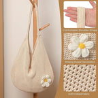 Premillow Crochet Beach Bags for Women, Summer Beach Tote Bag, Mesh Cute Beach Purse, Aesthetic Knit Bag Handbag Shoulder Bag