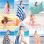 4 Packs Extra Large Bath Towels Striped Beach Towel Set Bathroom Sheets Bulk Oversized XL Big Fluffy Absorbent Microfiber Soft Blanket Turkish Hotel Shower Pool Hot Tub Toallas Baño Grandes Yellow