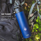 ESPRO Go P0 Ultralight French Press Coffee Maker for Travel, Vacuum Insulated Stainless Steel, 16 Ounces, Aegean Blue