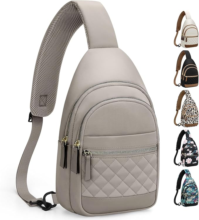 Capolo Sling Bag for Women Men Waterproof Crossbody Bags for Women Trendy Casual Fanny Pack with Convertible Shoulder Strap Chest Bag for Travel Hiking(Grey, Medium)