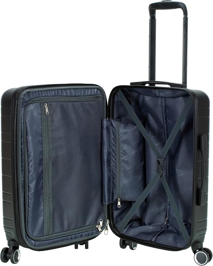 Rockland Palm Beach Hardside 2 Piece ABS Luggage Set, (20"/27"), Black