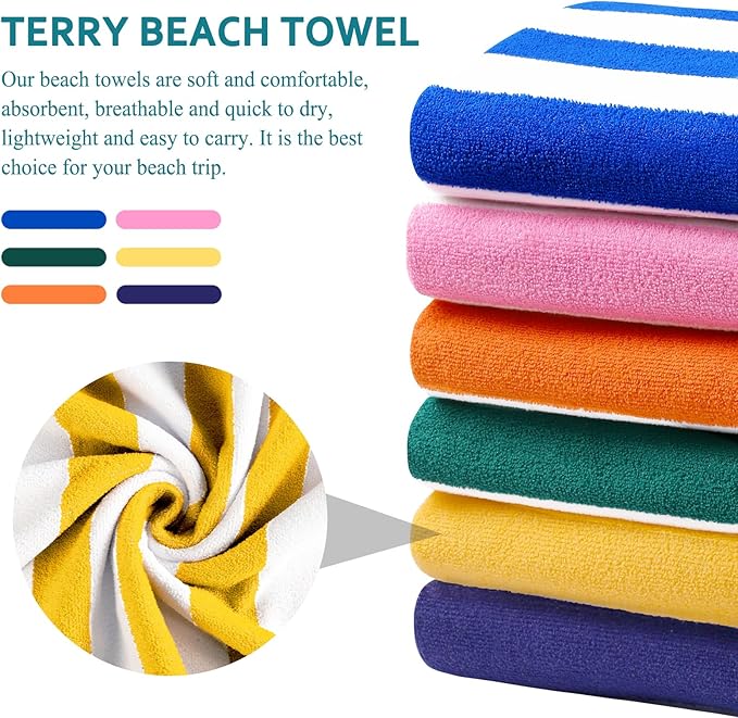4 Packs Extra Large Bath Towels Striped Beach Towel Set Bathroom Sheets Bulk Oversized XL Big Fluffy Absorbent Microfiber Soft Blanket Turkish Hotel Shower Pool Hot Tub Toallas Baño Grandes Yellow