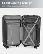 Coolife Luggage 3 Piece Set PC+ABS Hardshell Suitcases with TSA Lock, Spinner Lightweight (sliver, 3 piece set)