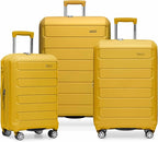Traveler's Choice Pagosa Hardshell Expandable Luggage with Spinner Wheels, Yellow, 3-Piece Set (22/26/30)
