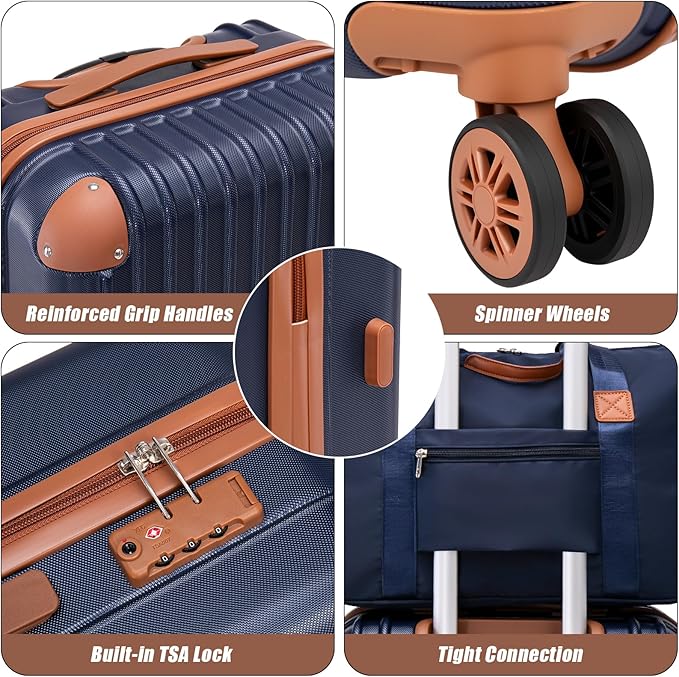 Cosbarn Luggage Sets 5 Piece Suitcases with Wheels, Suitcase Set ABS Hard Case Luggage with TSA Lock Spinner Wheels Durable Travel Luggage
