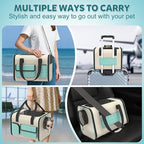 Small Dog Travel Carrier Bag - Soft Sided Pet Travel Carrier for up to 15LBS Small Dogs - Breathable and Comfortable for Car Trip Camping Outdoor Vet Hospital