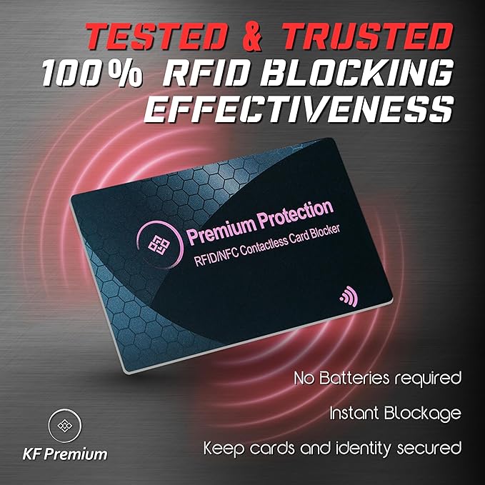 KF-Premium RFID Blocking Card (2 Pack) - Ultra Thin Debit & Credit Card Protector for Travel & Passport - Anti Theft & Fraud Contactless NFC Blocker - Wallet Defender for Men & Women - Pink