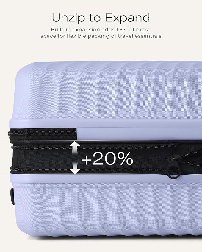 Coolife Carry On Luggage Expandable Hardside Upgrade PC Durable Lightweight Travel Suitcases with Dual Spinner Wheels & TSA Lock (Light Purple, Carry-On 20-Inch)