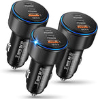 USB C Car Charger 3Pack, 3-Port 93W Dual PD USB-C & USB-A Fast Charging Cigarette Lighter USB Charger for Samsung S25 S24, Car Phone Adapter Accessories for iPhone 17/Air/16/15 Pro Max, Pixel